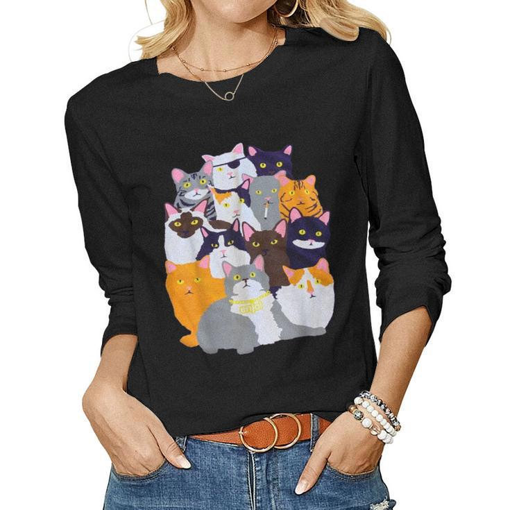 Vintage Y2k-Enjoi Cat Gang Cute Mother Of Cats Catmom Catdad Women Long Sleeve T-shirt