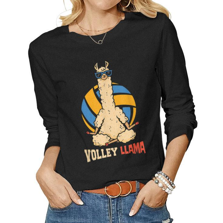 Volley Llama Sports Game Volleyball Women Long Sleeve T-shirt