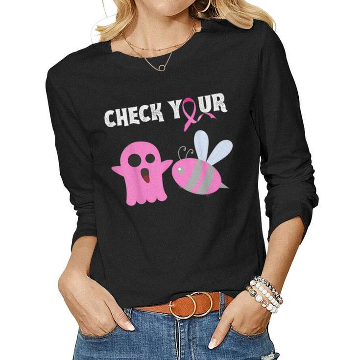 I Wear Pink In October For My Mom Wife Sister Awareness Women Long Sleeve T-shirt
