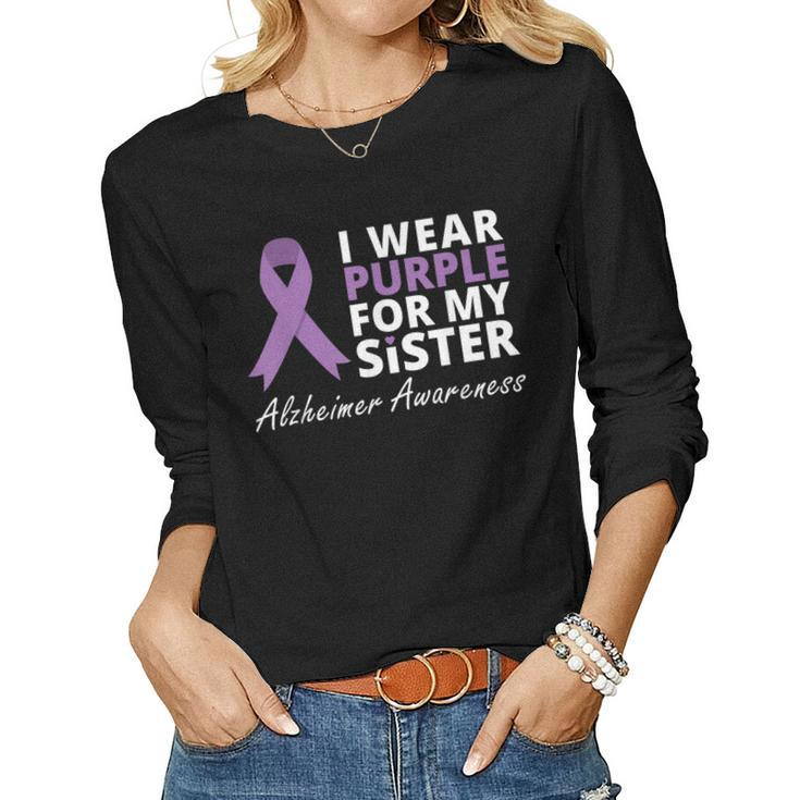I Wear Purple For My Sister T Ribbon Family Love Women Long Sleeve T-shirt