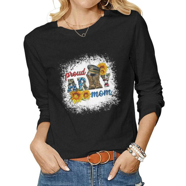 Western Proud Army Mom Military Boots Sunflower Women Long Sleeve T-shirt