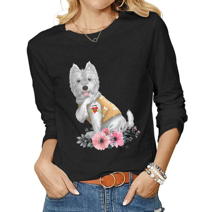 Westie I Love Mom Tattoo Dog  Women Long Sleeve T-shirt