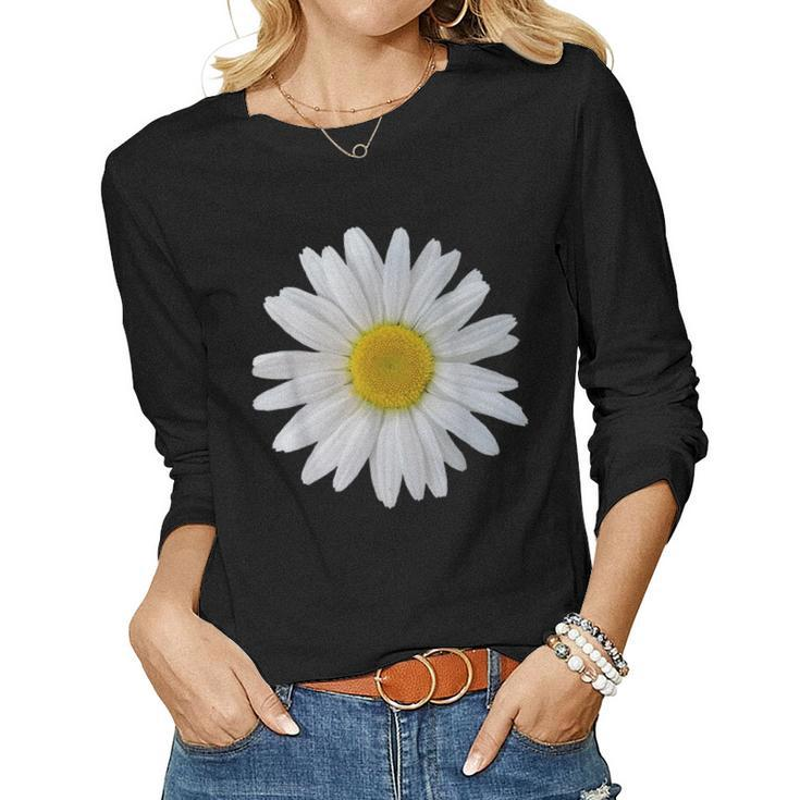 White Daisy Flower Blooming Daisy Blooms Flowery Daisies Women Long Sleeve T-shirt