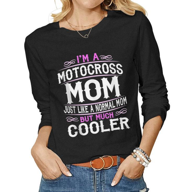 Womens Motocross Mom Cute Sporting Mom Gift Women Graphic Long Sleeve T-shirt