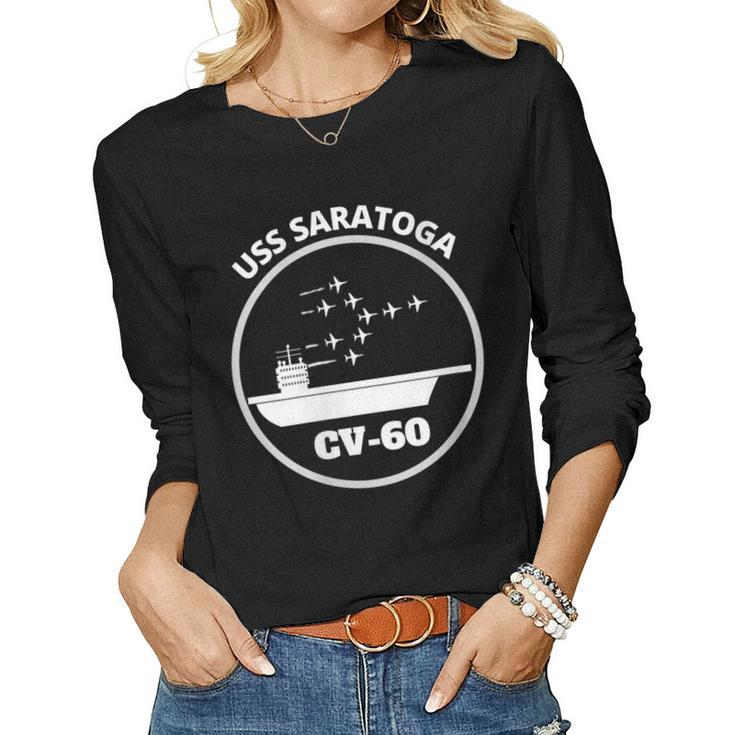 Womens Navy Aircraft Carrier Uss Saratoga  Women Graphic Long Sleeve T-shirt