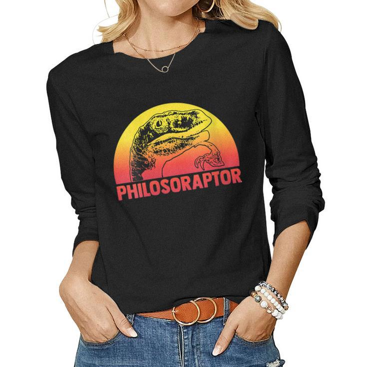 Womens Philosoraptor I Funny Saying Philosopher  Women Graphic Long Sleeve T-shirt