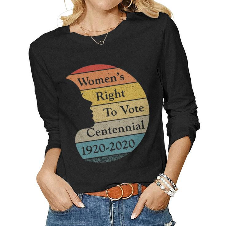 Womens Right To Vote Centennial 1920 2020 Retro Sunset Women Graphic Long Sleeve T-shirt