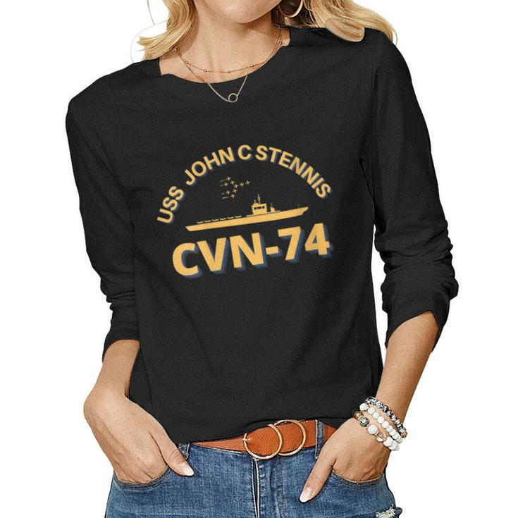 Womens Us Aircraft Carrier Cvn-74 Uss John C Stennis  Women Graphic Long Sleeve T-shirt