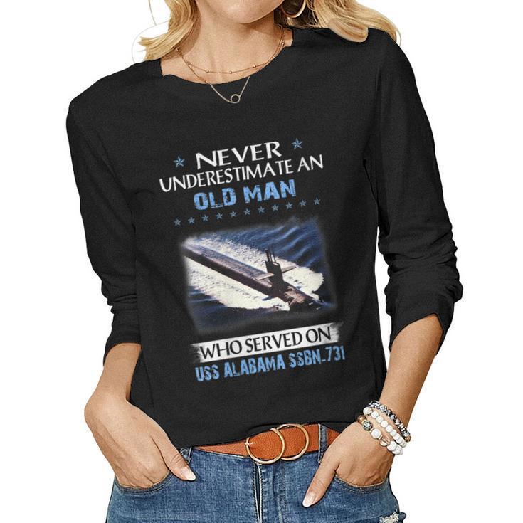 Womens Uss Alabama Ssbn-731 Submarine Veterans Day Father Day Gift  Women Graphic Long Sleeve T-shirt