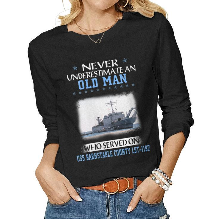 Womens Uss Barnstable County Lst-1197 Veterans Day Father Day  Women Graphic Long Sleeve T-shirt
