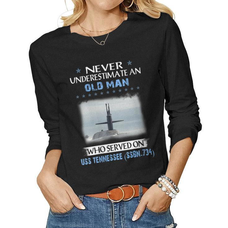 Womens Uss Tennessee Ssbn-734 Submarine Veterans Day Father Day  Women Graphic Long Sleeve T-shirt