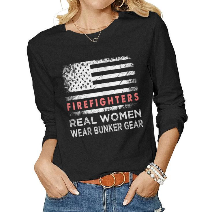 Womens Womens Firefighter Female Fire Fighter Firefighting Mom  Women Graphic Long Sleeve T-shirt