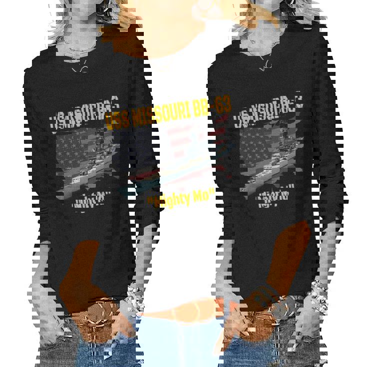 Ww2 Ship & Korean War Uss Missouri Bb-63 Battleship Veterans  Women Graphic Long Sleeve T-shirt