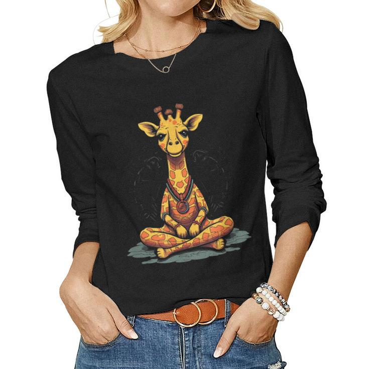 Yoga Giraffe Meditation Mindfulness Zen Namaste Women Long Sleeve T-shirt