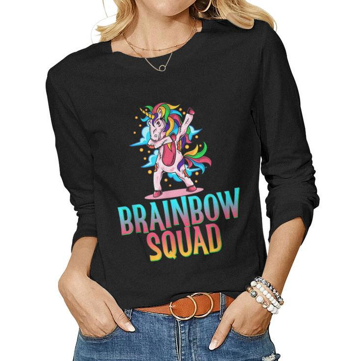 Zombie Unicorn Brainbow Squad Halloween Group Matching Women Long Sleeve T-shirt