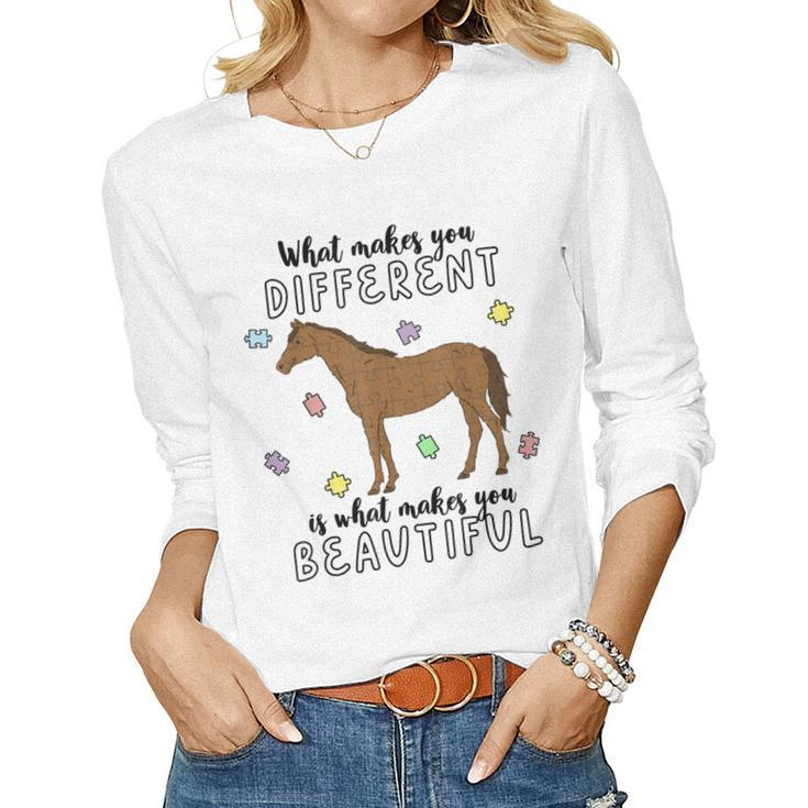 Autism Awareness Month What Makes You Different Horse Women Long Sleeve T-shirt