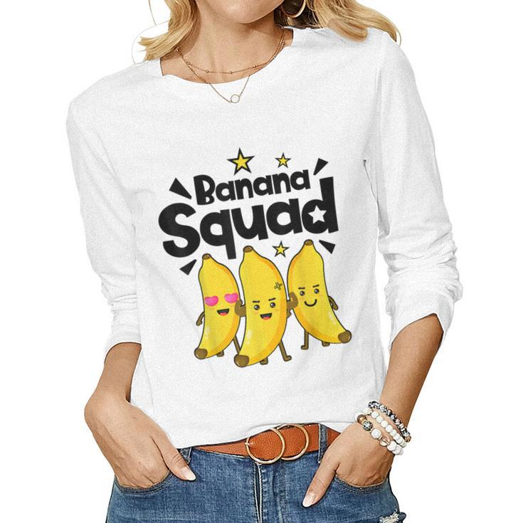 Banana Squad Men Women Boys Vegan Fruit Food Lovers Women Long Sleeve T-shirt