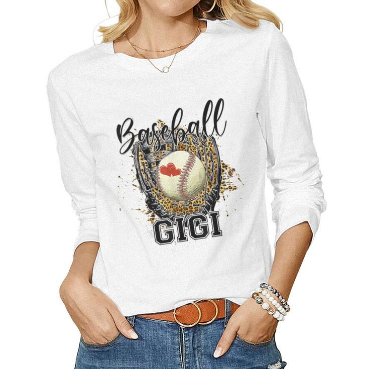Baseball Gigi Leopard Baseball Lovers Family Women Long Sleeve T-shirt