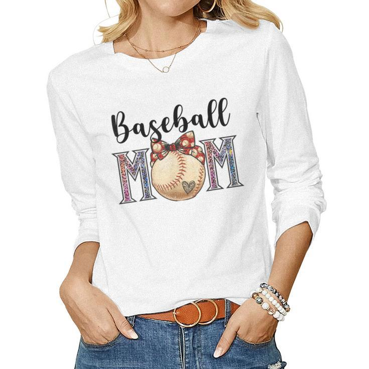 Baseball Mom Messy Bun Baseball 2023 Women Long Sleeve T-shirt
