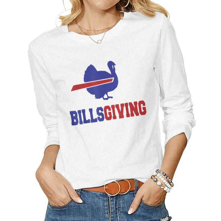 Billsgiving Happy Thanksgiving Chicken Football Women Long Sleeve T-shirt