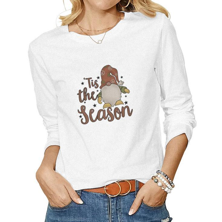 Christmas Gnome Tis The Season Women Graphic Long Sleeve T-shirt