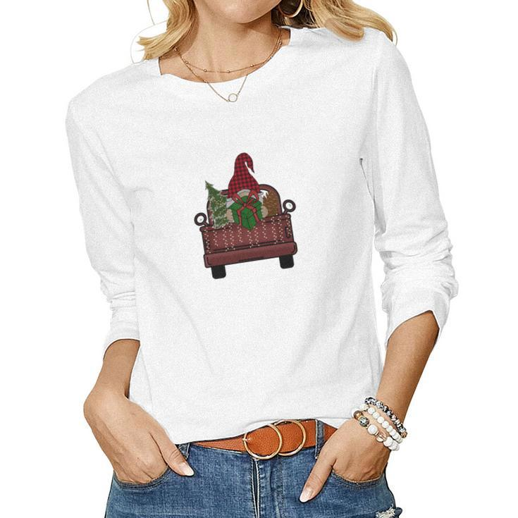 Christmas Gnomes Red Truck V2 Women Graphic Long Sleeve T-shirt