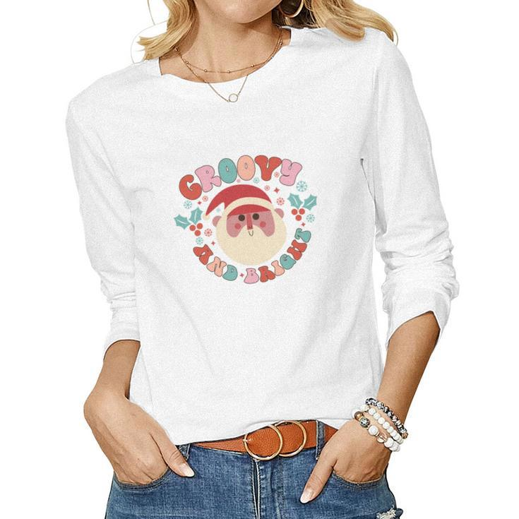 Christmas Groovy And Bright V2 Women Graphic Long Sleeve T-shirt