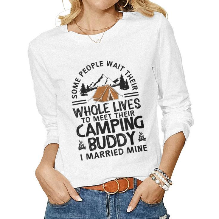 Cool Camping Buddies Gift For Men Women Funny Husband & Wife  Women Graphic Long Sleeve T-shirt