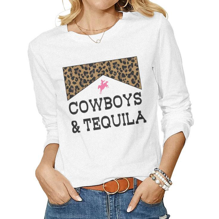 Cowboys And Tequila Western Tequila Drinking Lover Women Long Sleeve T-shirt