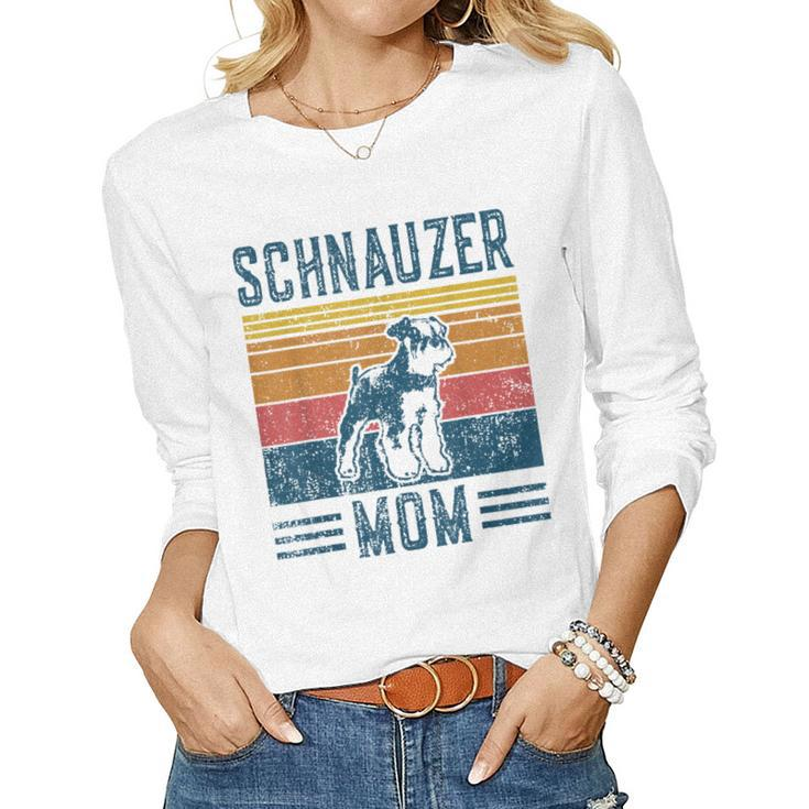 Dog Schnauzer Mom - Vintage Schnauzer Mom  Women Graphic Long Sleeve T-shirt
