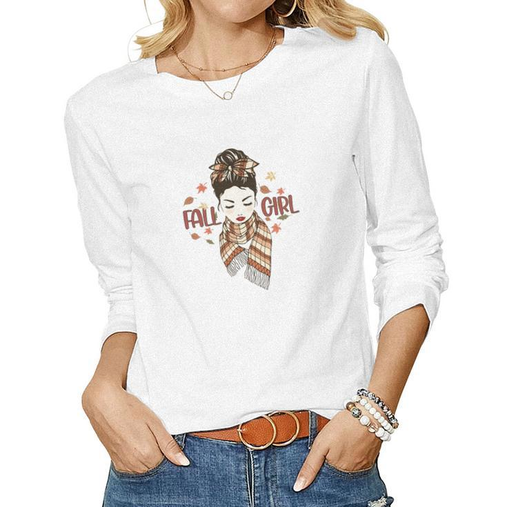 Fall Girl Autumn Lovers Gifts Women Graphic Long Sleeve T-shirt