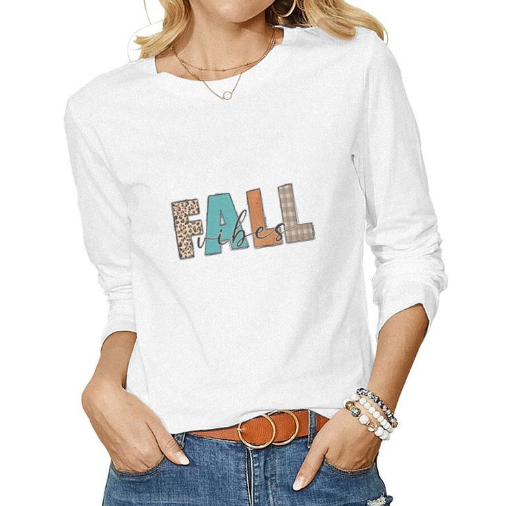 Fall Retro Fall Vibes Autumn Women Graphic Long Sleeve T-shirt