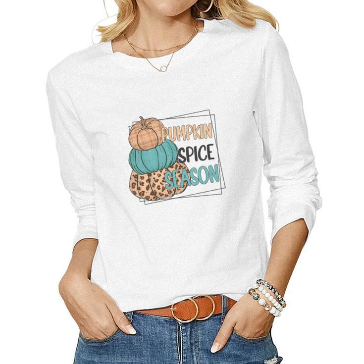 Funny Fall Pumpkin Spice Season Women Graphic Long Sleeve T-shirt