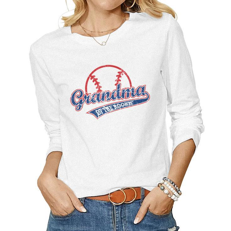 Funny Vintage Baseball Grandma Of The Rookie  Women Graphic Long Sleeve T-shirt