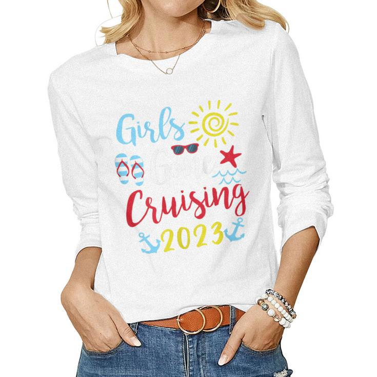 Womens Girls Gone Cruising 2023 Cruise Squad Vacation Girl Trip Women Long Sleeve T-shirt