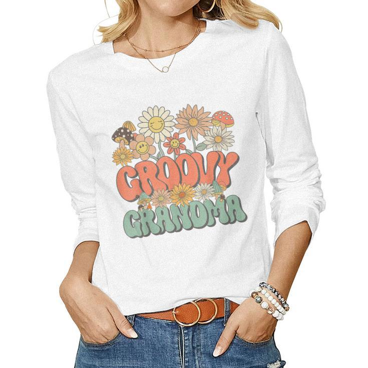 Groovy Grandma Floral Hippie Retro Daisy Flower Women Long Sleeve T-shirt