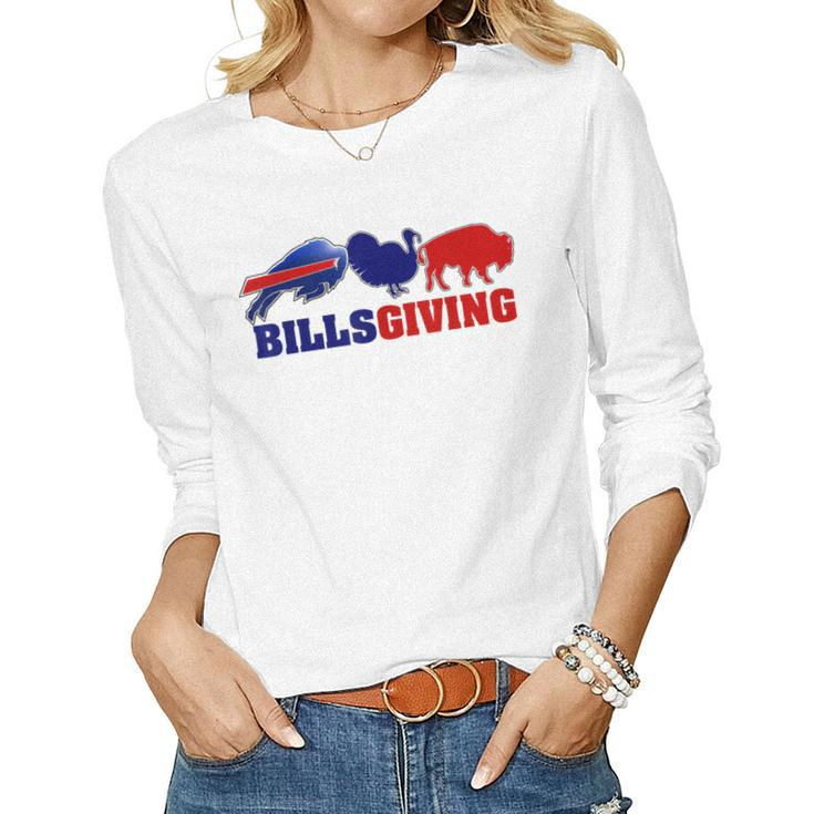 Happy Billsgiving Chicken Football Lover Thanksgiving Turkey Women Long Sleeve T-shirt