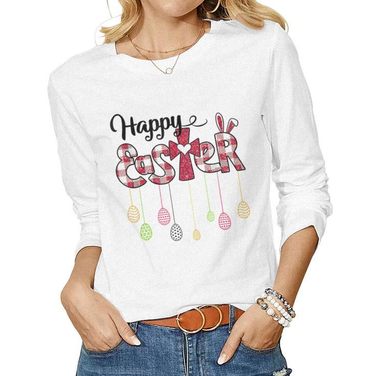 Happy Easter Day Christian Religious Jesus Cute Bunny Egg  Women Graphic Long Sleeve T-shirt