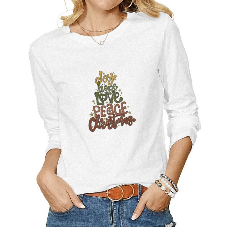 Joy Love Hope Peace Christmas Women Graphic Long Sleeve T-shirt