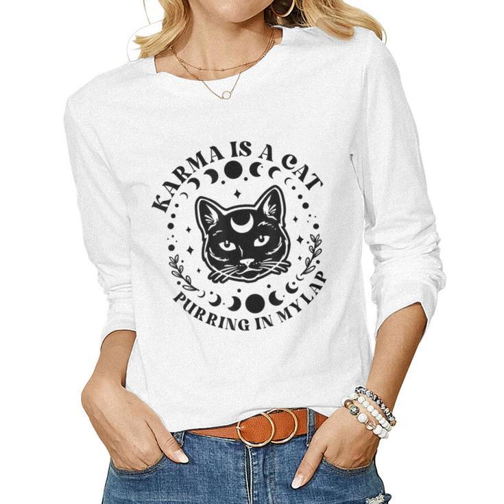 Karma Is A Cat Purring In My Lap Celestial Women Long Sleeve T-shirt