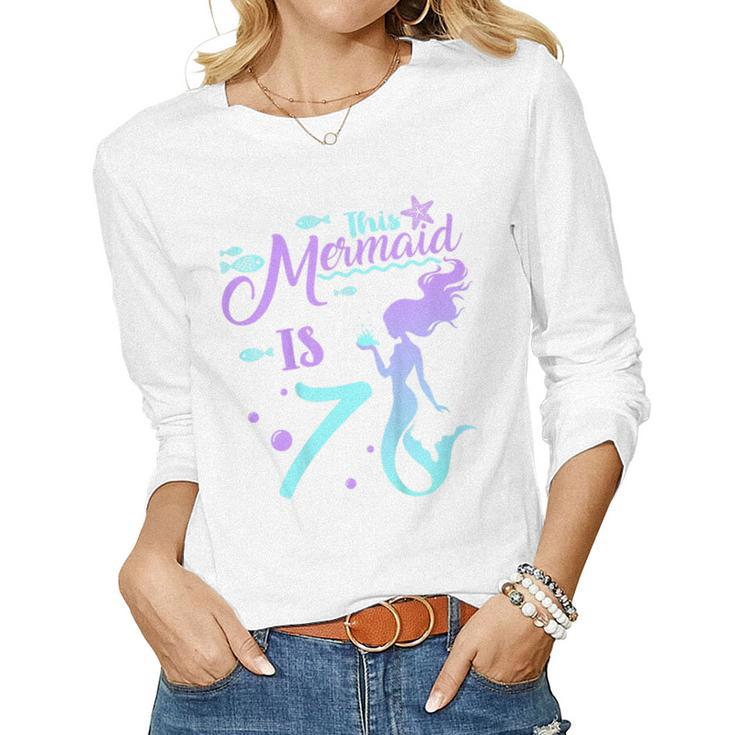 Kids 7 Years Old 7Th Birthday Mermaid Shirt Girl Daughter Pa Women Long Sleeve T-shirt