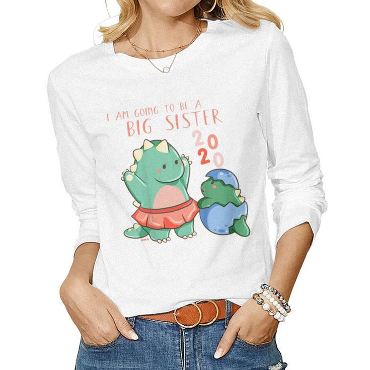 Kids Im Going To Be A Big Sister 2020 Dinosaur Women Long Sleeve T-shirt