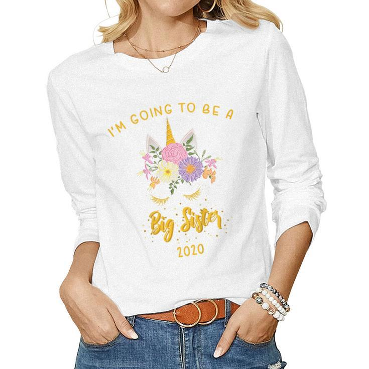 Kids Im Going To Be A Big Sister 2020 Unicorn Face Women Long Sleeve T-shirt