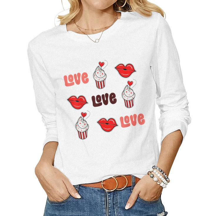 Love Happy Valentines Day Heart Couple Men Women Cute  Women Graphic Long Sleeve T-shirt