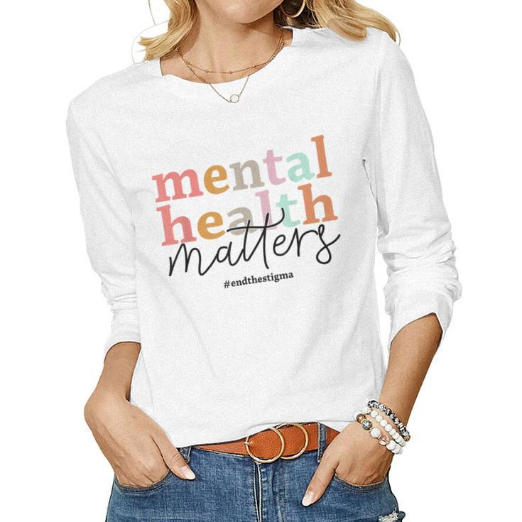 Mental Health Matters Awareness Retro Psychologist Women Women Long Sleeve T-shirt