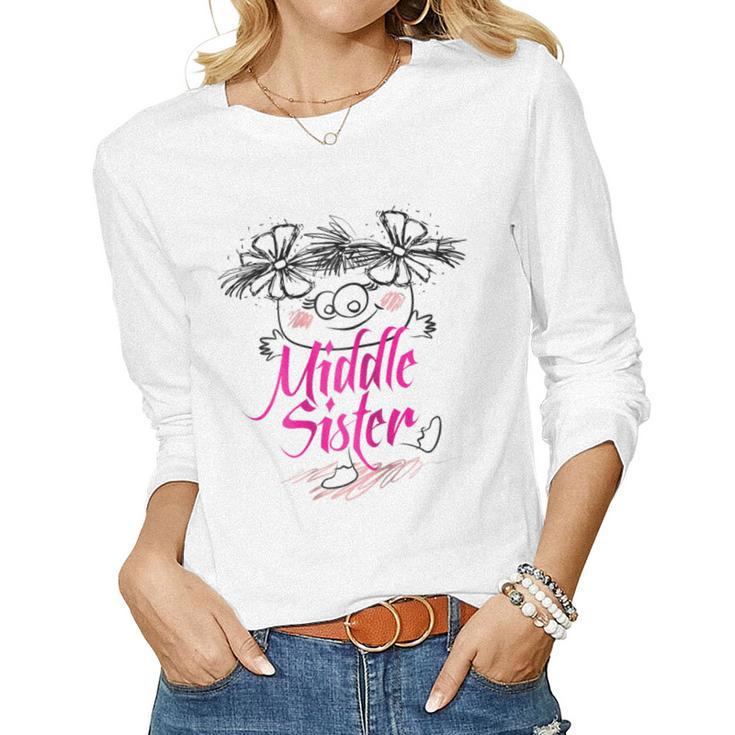Middle Child Mid Sister T Sibling Women Long Sleeve T-shirt
