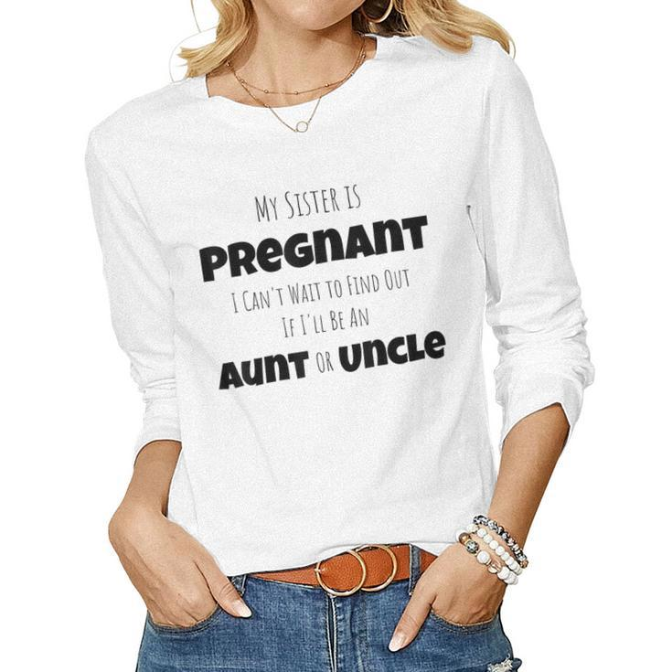 New Uncle Aunt Gender Reveal Sister Women Long Sleeve T-shirt
