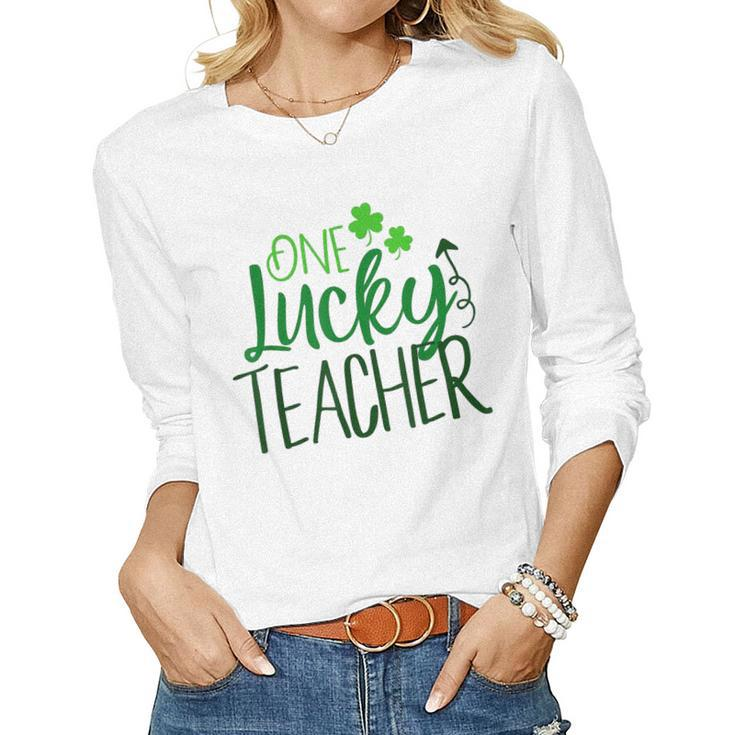One Lucky Teacher Cute Educator St Patricks Day Shamrock  Women Graphic Long Sleeve T-shirt