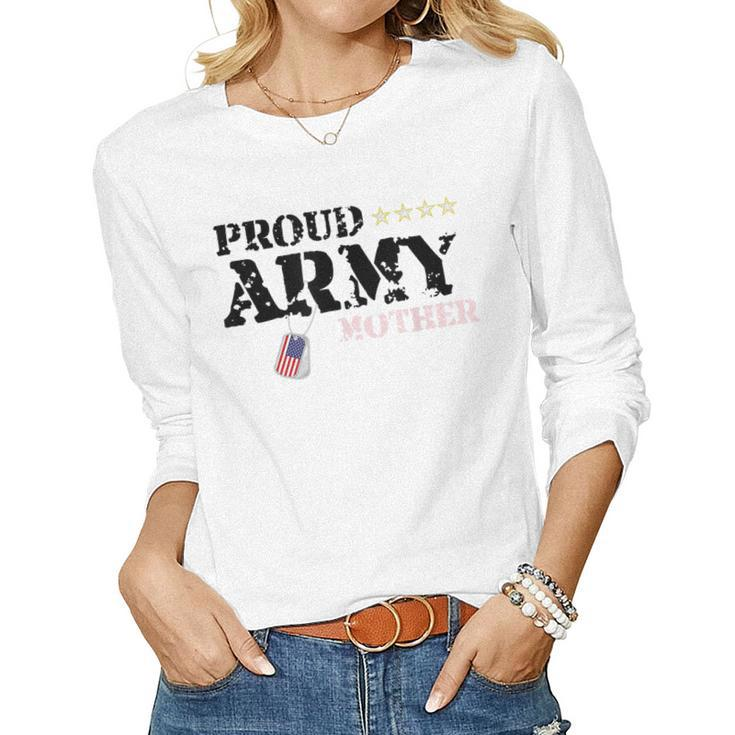 Proud Us Army Mother American Military Family Mom Women Long Sleeve T-shirt