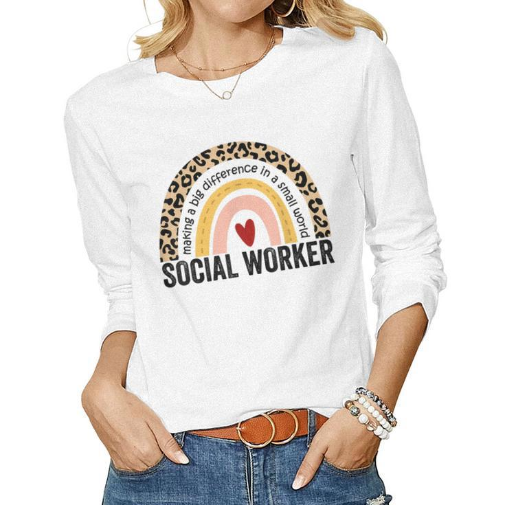 Social Worker Rainbow 2023 School Social Worker  Women Graphic Long Sleeve T-shirt
